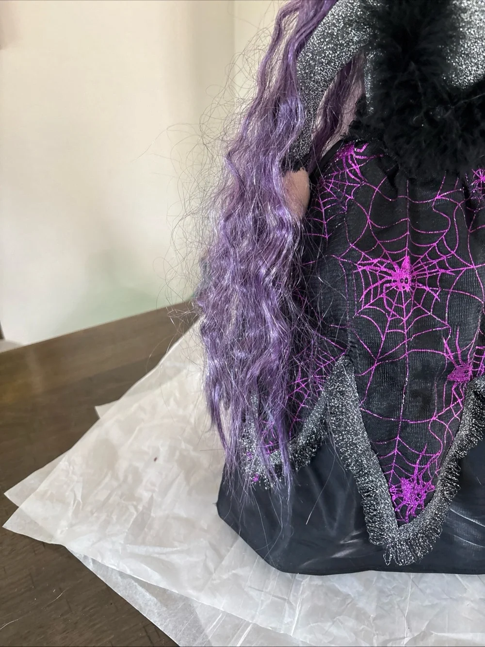 Halloween Fabric Witch Doll Purple Self Stands Cloth Doll Tabletop Decor 23